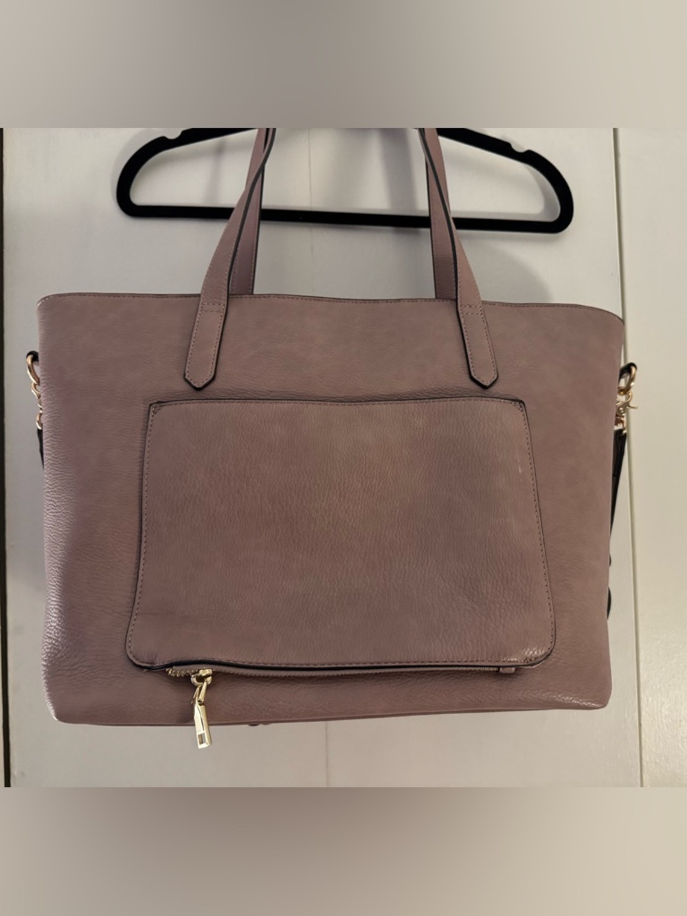 Poppy & Peonies Mauve-Taupe Vegan Leather Tote with Gold Studs - Picture 4 of 5
